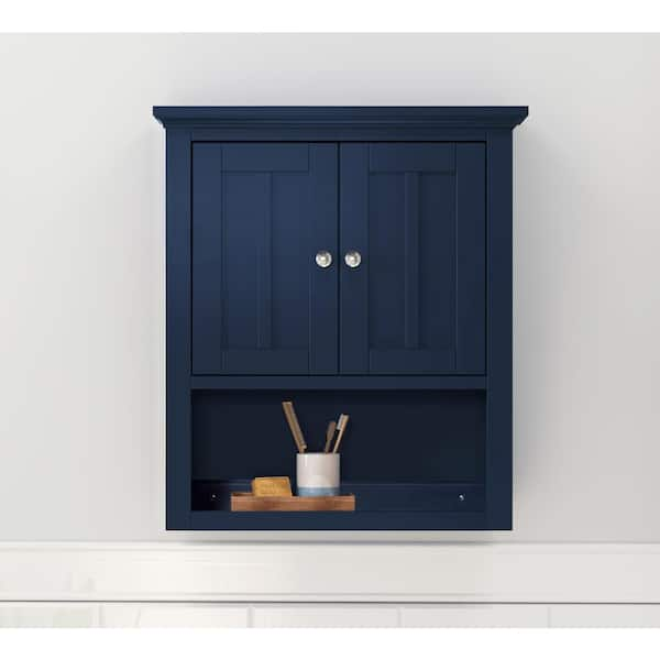 Fremont 23 in. W x 7 in. D x 26 in. H Bathroom Storage Wall Cabinet in Navy Blue