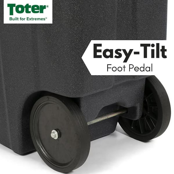 Toter 64 gal. Trash Can Blackstone with Quiet Wheels and Lid