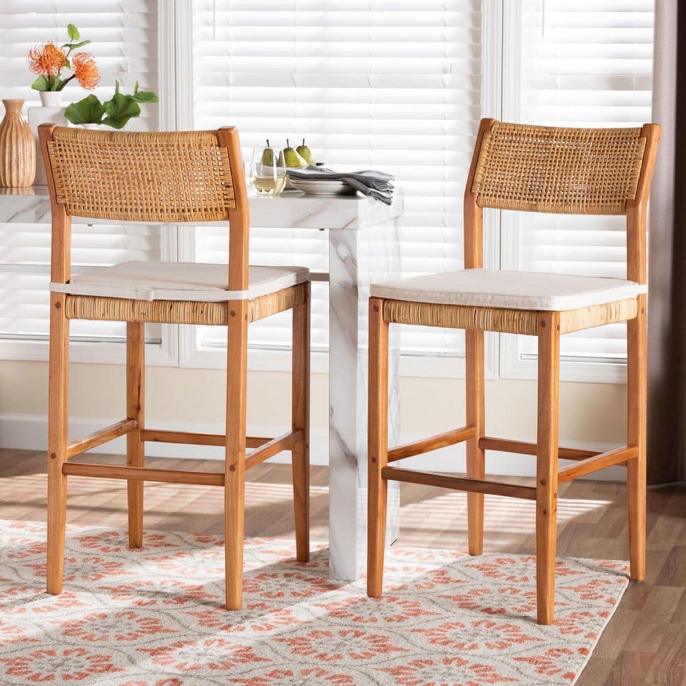 bali & pari Chatura 43.3 in. H Light Honey Rattan and Mahogany