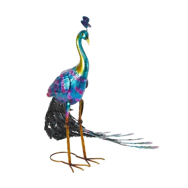 Alpine Corporation 28 in. Tall Outdoor Metallic Peacock