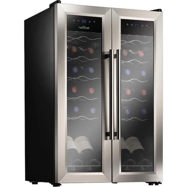 NutriChef Digital Touch Control Dual Zone Cellar Cooling Unit in Black Finish with Air Tight Seal