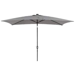 10 ft. x 6.5 ft. Market Solar Tilt Patio Umbrella in Gray with Crank