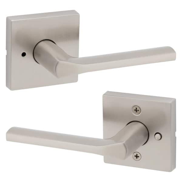 Kwikset Lisbon Square Satin Nickel Privacy Bed/Bath Door Handle
