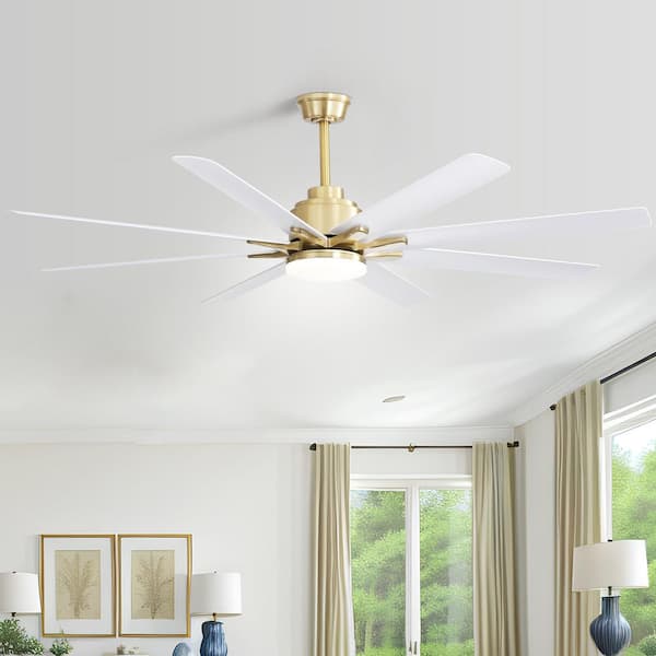 Sofucor 66 in. LED Indoor/Outdoor Gold Smart Ceiling Fan with