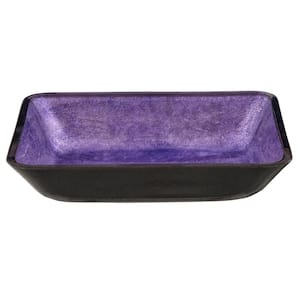 Purple Foil Black Exterior Glass Rectangular Vessel Sink