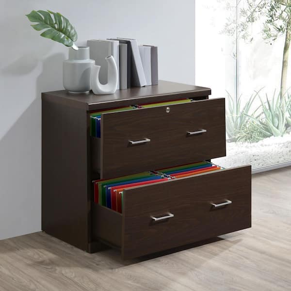Alpine 2-Drawer Espresso Finish Wood 30 in. W Lateral File Cabinet with Lockdowel Fastening System