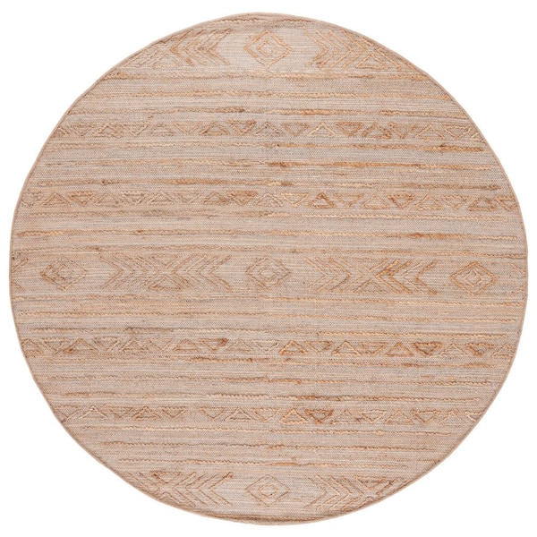 SAFAVIEH Natural Fiber 6 ft. x 6 ft. Natural Geometric Round Area Rug ...
