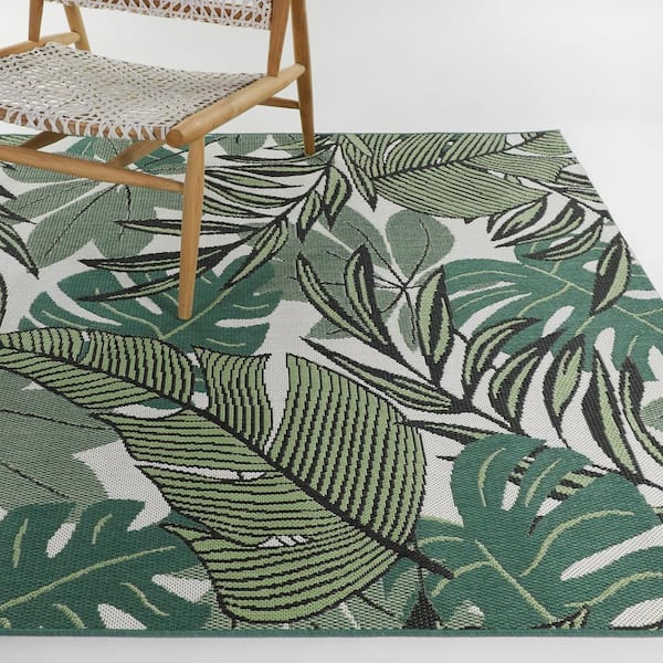 Miami Rainforest Black- Green Indoor/ Outdoor Area Rug - On Sale - Bed Bath  & Beyond - 10437657