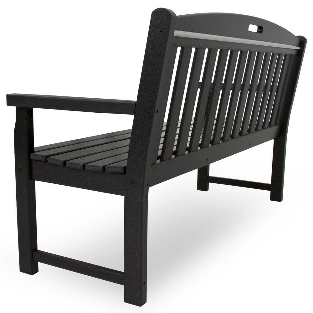 Ash Charcoal 60" Polypropylene Outdoor Bench with Headboard