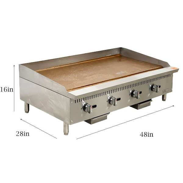 NSF 48 in. Commercial Manual Gas Griddle 4-Burner with 120,000 BTU in Stainless Steel