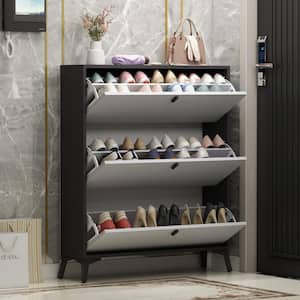 47.2 in. H x 35.4 in. W Gray Wood Shoe Storage Cabinet