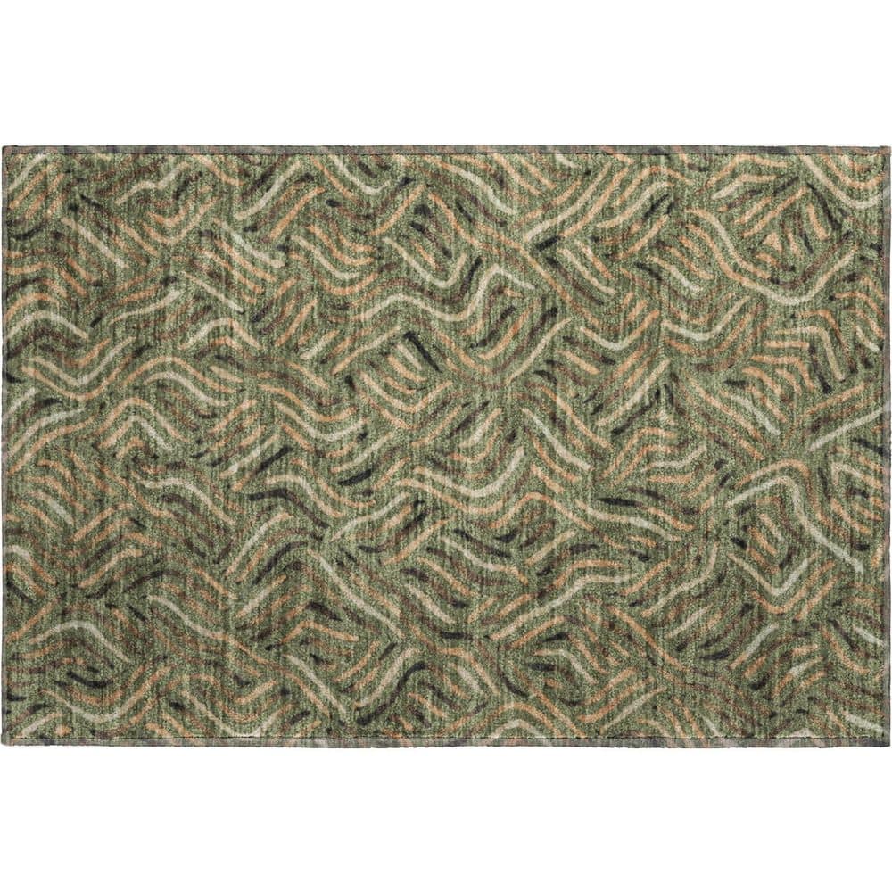 Mayfield Premium Machine Washable Abstract AMF2474 Olive 2 ft. x 3 ft. Accent Rug price history on PriceWatchPro