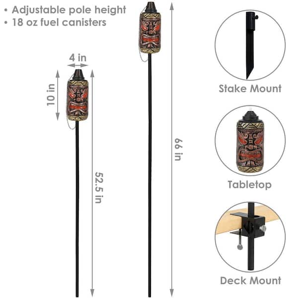 Sunnydaze 3-in-1 Tiki Face Outdoor Lawn Torch - 2 Sets of 2 (4 Torches) Sunnydaze 3-in-1 Tiki Face Outdoor Lawn Torch - 2 Sets of 2 (4 Torches)