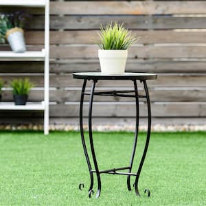 Indoor Outdoor Blue Steel Plant Stand Accent Table