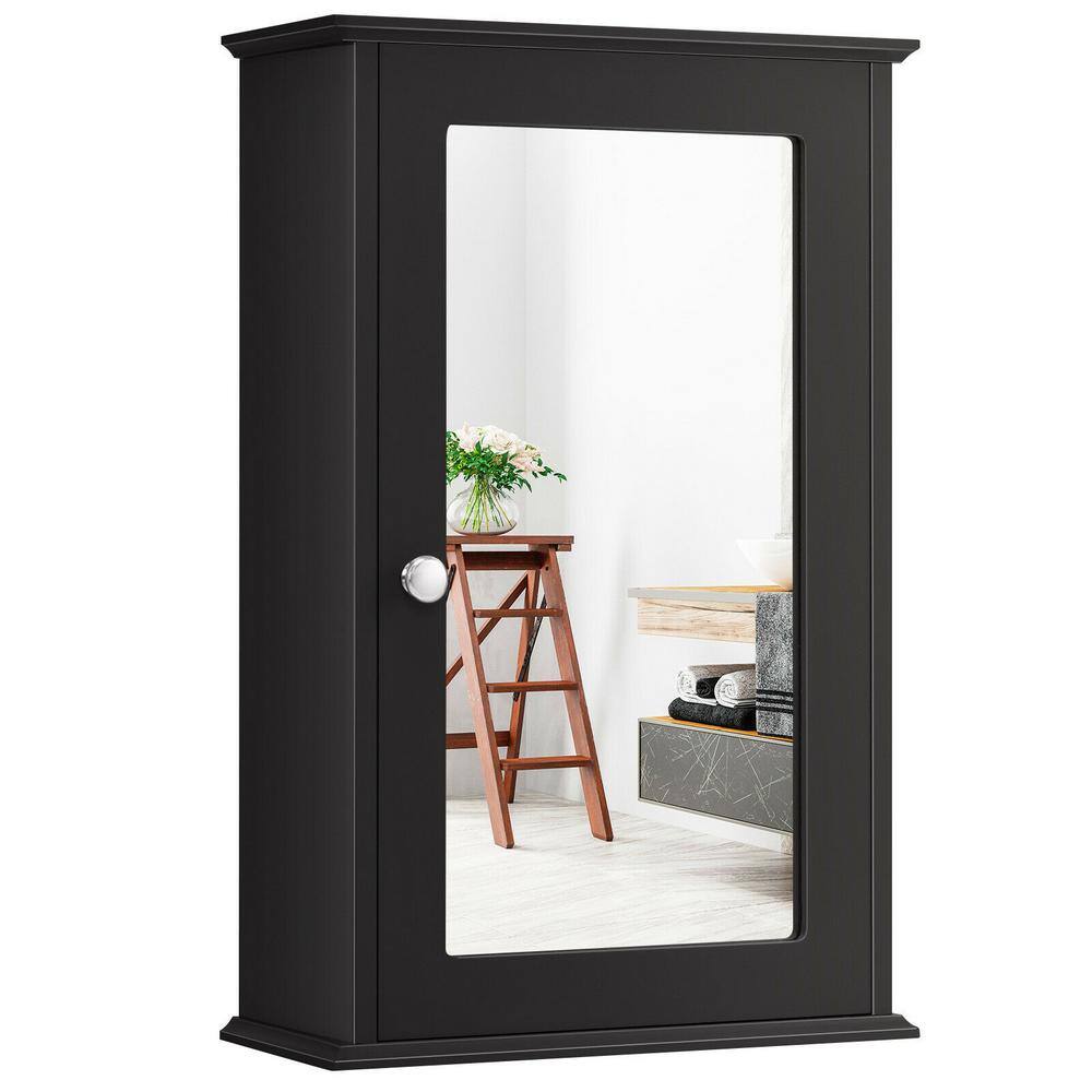 13.5 in. W x 21 in. H Rectangular Wall Mount MDF Medicine Cabinet with Mirror in Brown, Reversible Door price history on PriceWatchPro