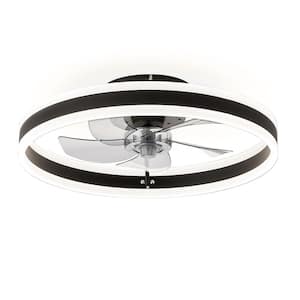 20 in. Integrated LED Indoor Black Low Profile Ceiling Fan with Dimmable Lighting and Smart App Remote Control