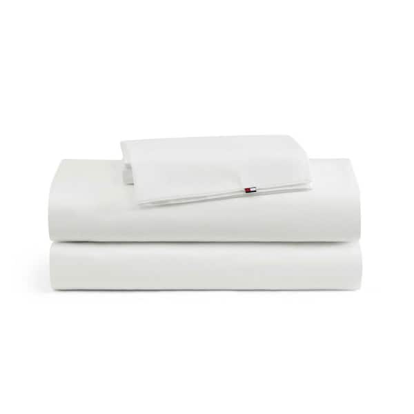 TH Performance Cooling 4-Piece White Percale Cotton Full Sheet Set