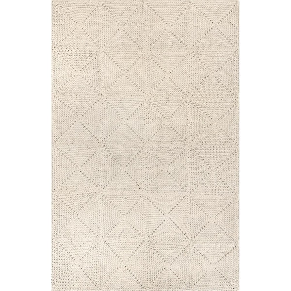 nuLOOM Calista Ivory 8 ft. x 10 ft. Geometric Cotton Area Rug