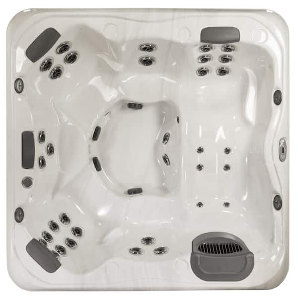 Bullfrog Spas X Series X7L 6-Person 34-Jet Lounger Standard Hot Tub with LED Jetting and Waterfall in Platinum/Harbor Gray