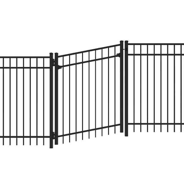 5 ft. H Black Aluminum 3 Rail Adjustable Fence Gate Kit