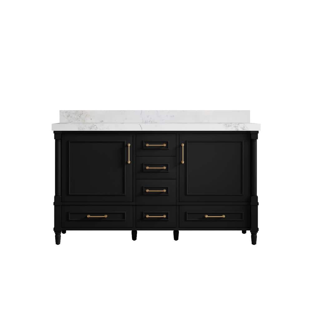 Hudson 60 in. W x 22 in. D x 36 in. H Double Sink Bath Vanity in Black with 2 in. Calacatta Nuvo Top price history on PriceWatchPro