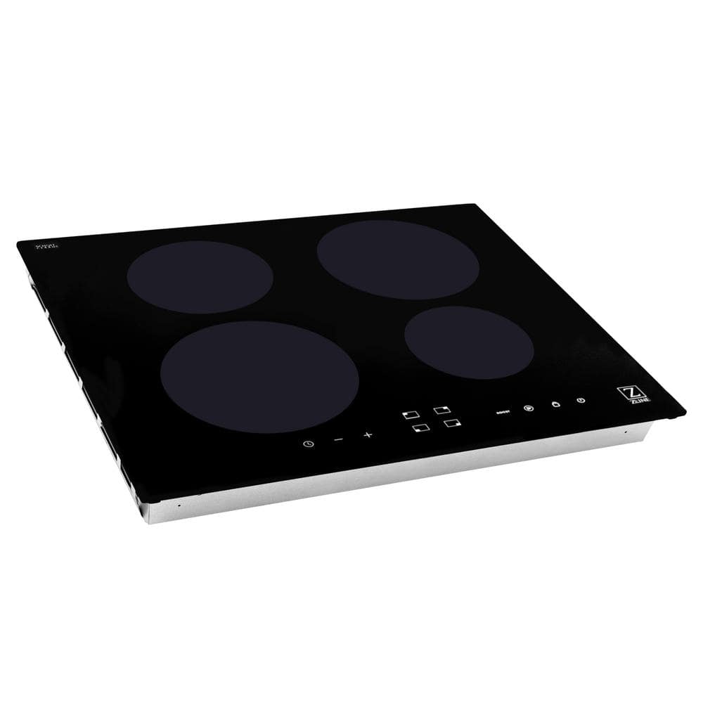 ZLINE Kitchen and Bath 24 in. 4 Burner Top Control Induction Cooktop in Black Glass