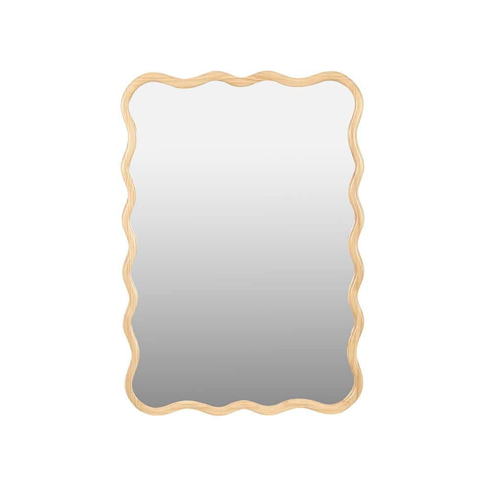 Solid Wood 28 in W x 39.8 in. H Art Deco Rectangle Glass Framed Mirror Wall