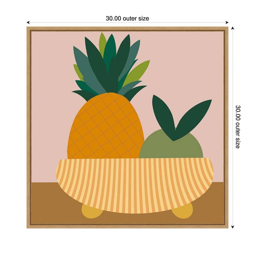 Graphic Fruit Bowl III Abstract Canvas Art with Maple Frame