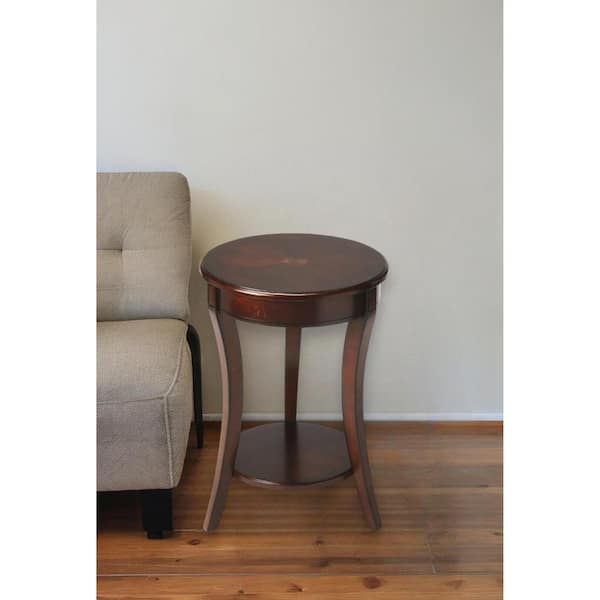 HomeRoots 18 in. Dark Brown Round MDF End Table