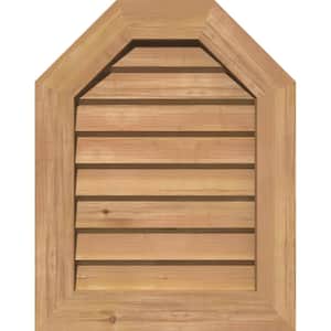 17 in. x 17 in. Octagon Unfinished Smooth Western Red Cedar Wood Built-in Screen Gable Louver Vent