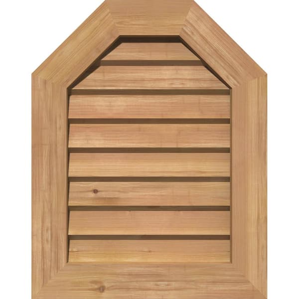Ekena Millwork 21 in. x 29 in. Octagon Unfinished Smooth Western Red Cedar Wood Built-in Screen Gable Louver Vent