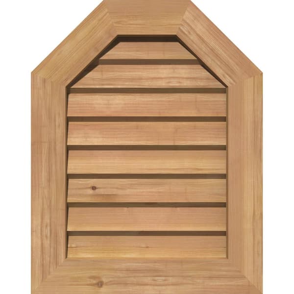 35 in. x 25 in. Octagon Unfinished Smooth Western Red Cedar Wood Built-in Screen Gable Louver Vent
