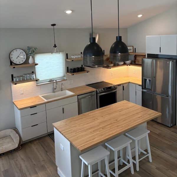 6 ft. L x 39 in. D Unfinished Maple Solid Wood Butcher Block Island Countertop With Square Edge