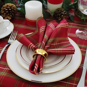 17 in. W x 17 in. L Shimmering Plaid Holiday Christmas Red/Green Napkins (Set of 4)