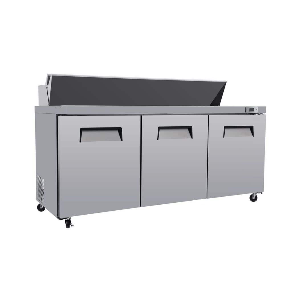 72 in. 22 cu. ft. Commercial Refrigerator with Salad&Sandwich Prep Table in Silver