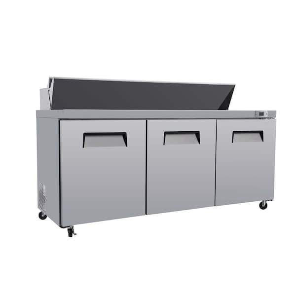 72 in. 22 cu. ft. Commercial Refrigerator with Salad&Sandwich Prep Table in Silver