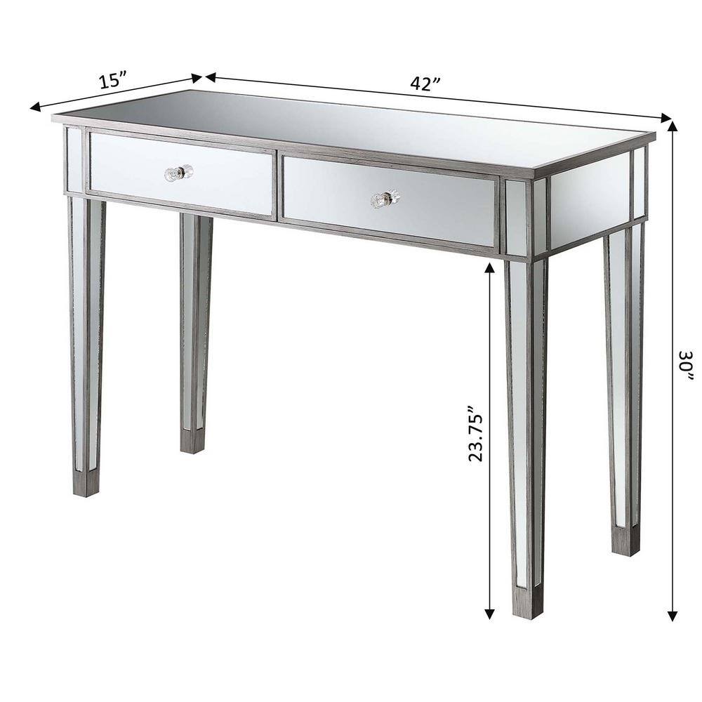 Antique Silver Mirrored Wood Console Table with Storage