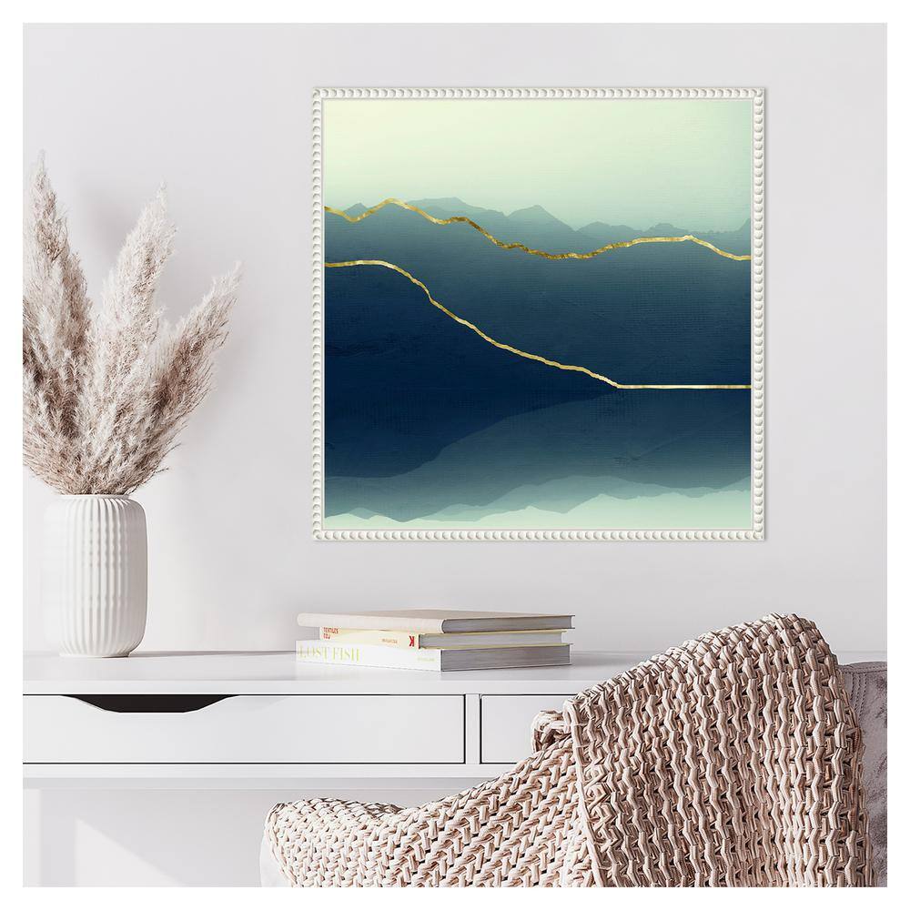 Gold Lined Abstract Mountain Framed Canvas Wall Art