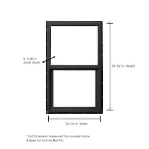 35.5 in. x 59.5 in. Select Series Single Hung Vinyl Black Window with White Int, HPSC Glass, and Screen