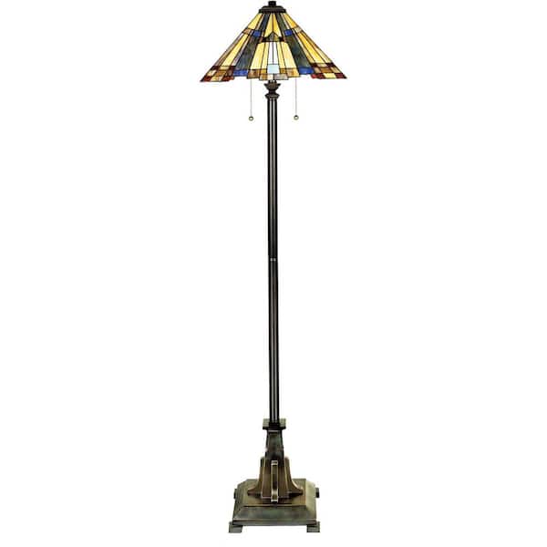 Quoizel Inglenook 62 in. Valiant Bronze Tiffany Floor Lamp