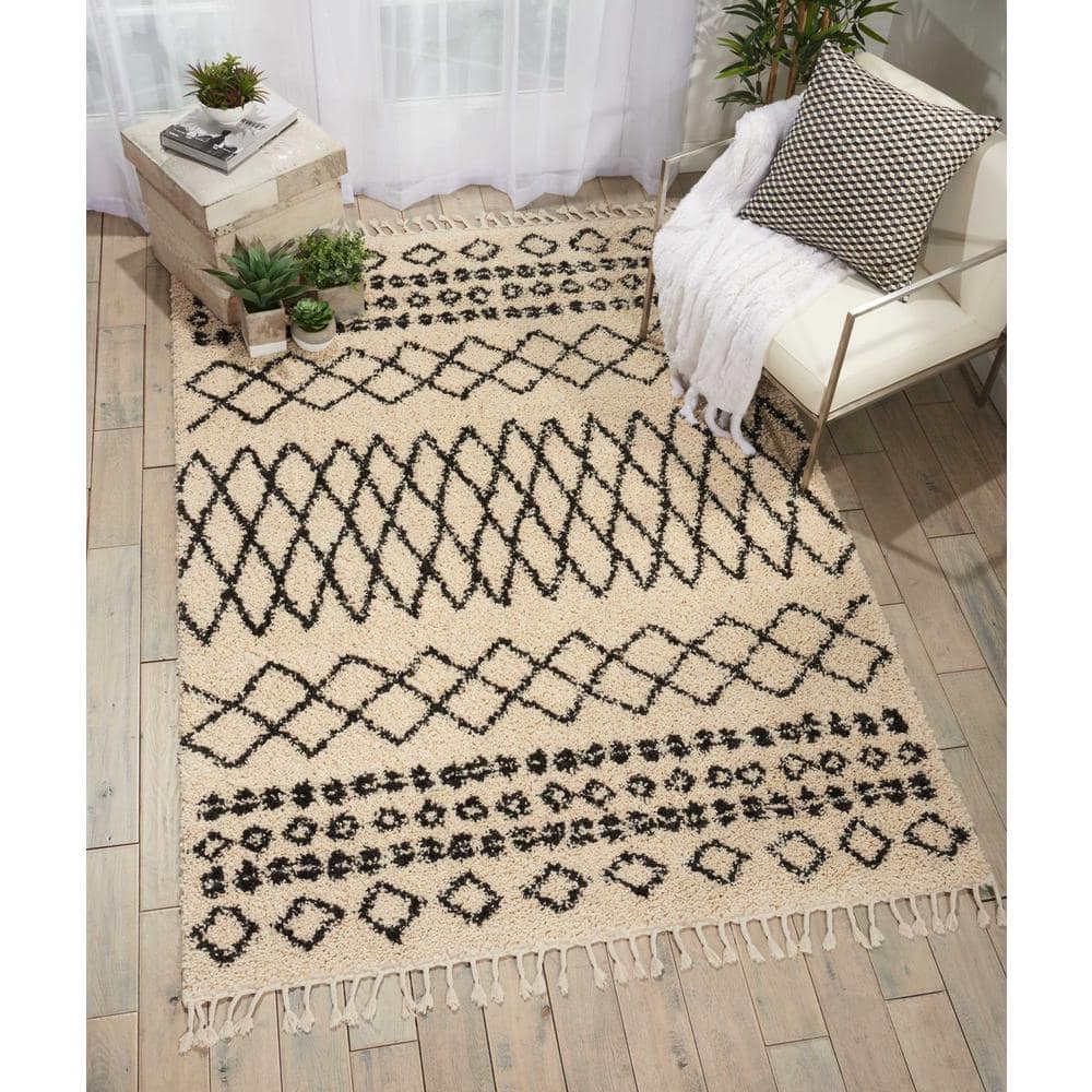 Casablanca Cream Diamond Shag Rug 3'11" x 6'7"