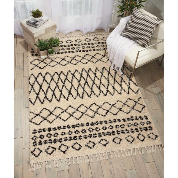 Moroccan Shag Cream 4 ft. x 6 ft. Shag Bohemian Area Rug
