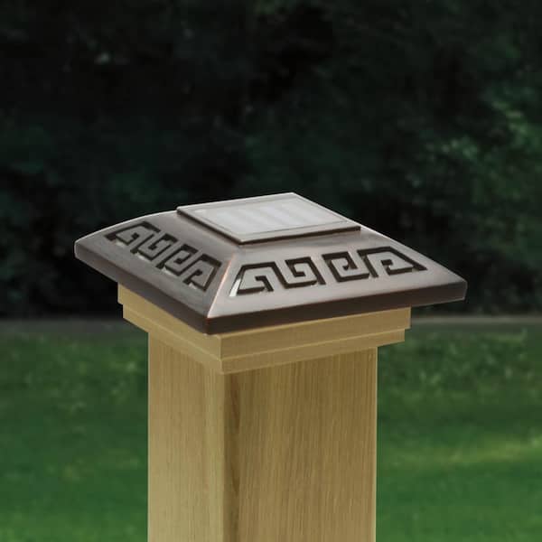 4 in. x 4 in. Bronze Labyrinth Solar LED Post Cap