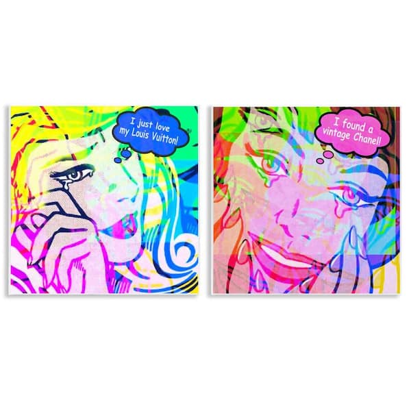 Stupell Industries Crying Comic Fashionistas by Graffi*tee Studios 2 Pieces Unframed People Graphic Art Print 12 in. x 12 in.