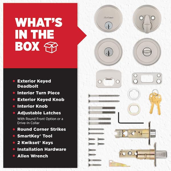 Kwikset Sora Satin Nickel Keyed Entry 2.19 in. Door Knob and