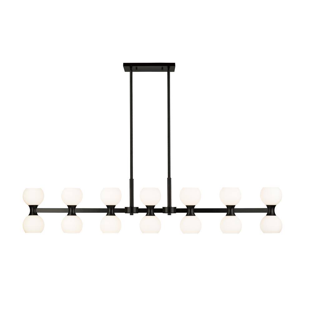 Artemis Matte Black 14-Light Linear Steel Chandelier