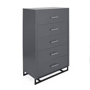 Cayuga 5-Drawer Charcoal Gray Dresser