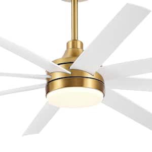 Aaron 65 in. Integrated LED Indoor White-Blade Gold Ceiling Fans with Light and Remote Control Included