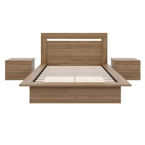 Malibu 4-Piece Brown Oak Frame Full Size Bedroom Set