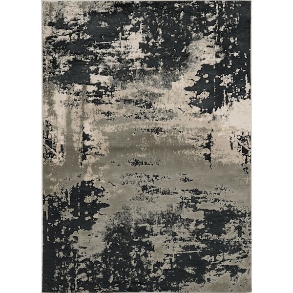 Clara Silver Charcoal 10 ft. x 13 ft. Ombre FarmHouse Area Rug
